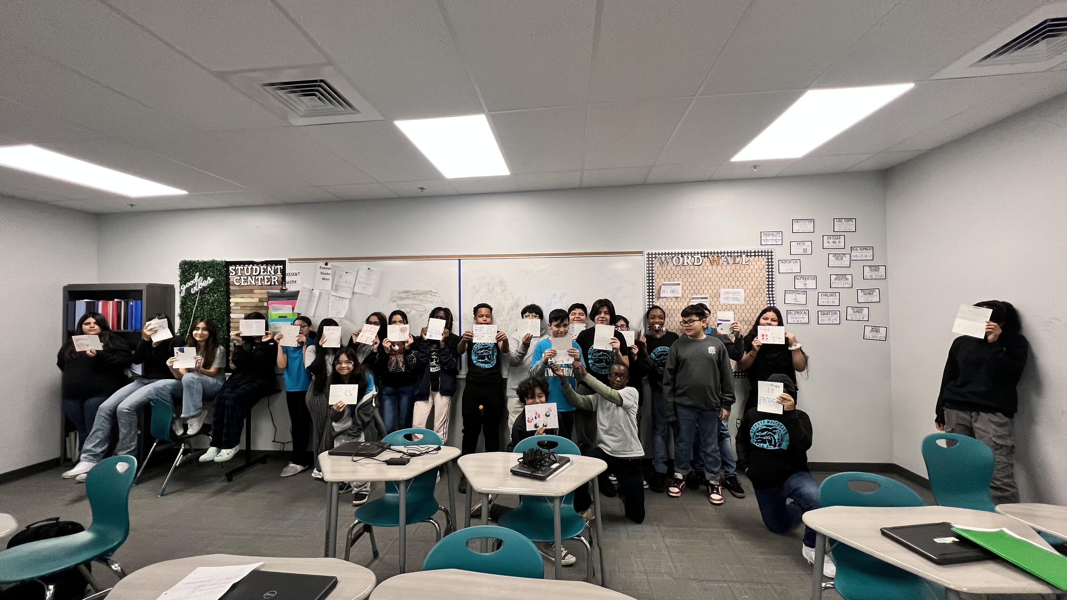 STRIVE Elementary students with encouraging note cards